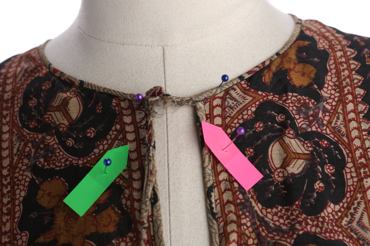 Vintage Women Silk Floral Hand Block Print Boho Dress by Phool - Estimated Era 1960's - 1970's