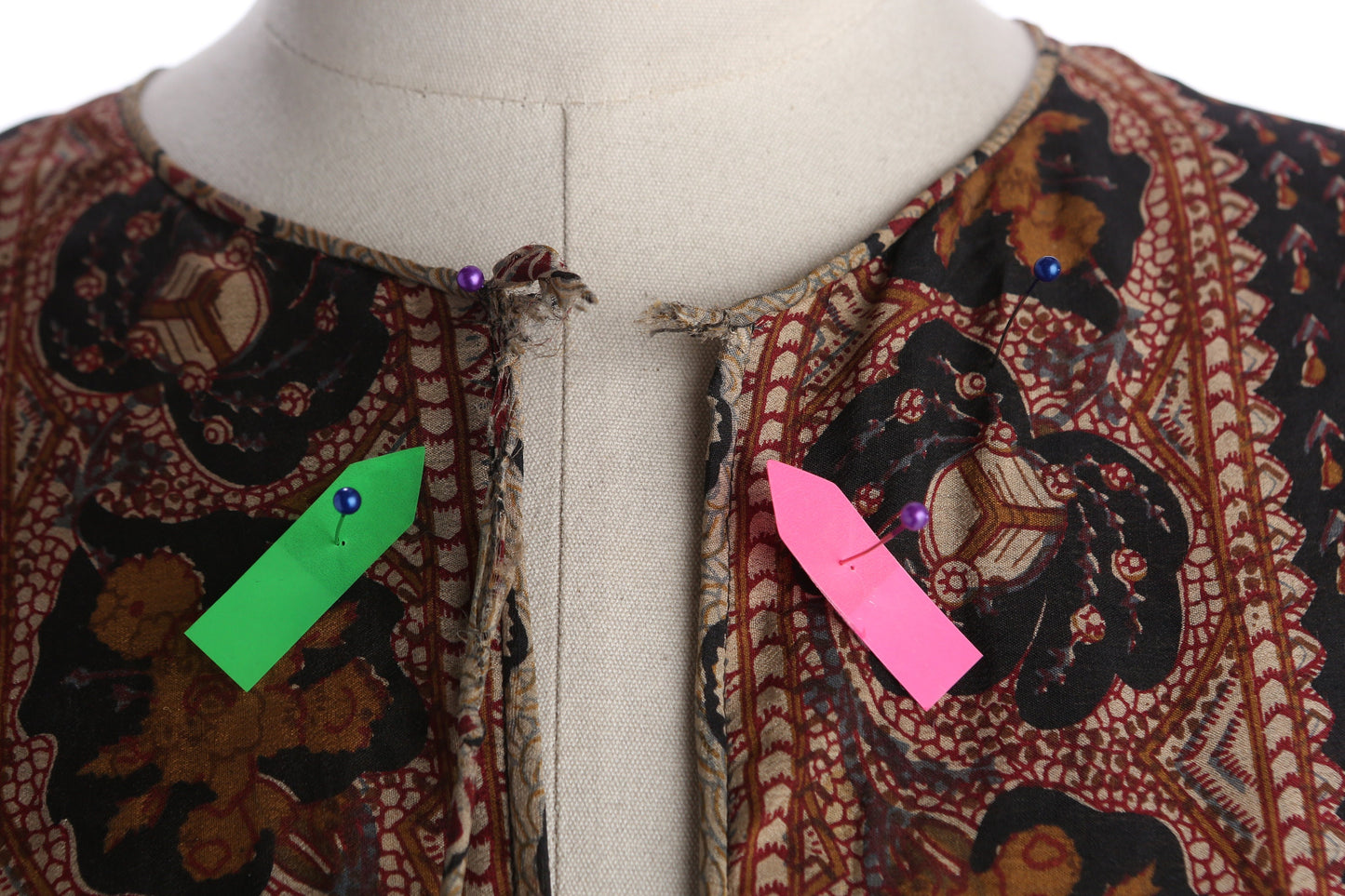 Vintage Women Silk Floral Hand Block Print Boho Dress by Phool - Estimated Era 1960's - 1970's