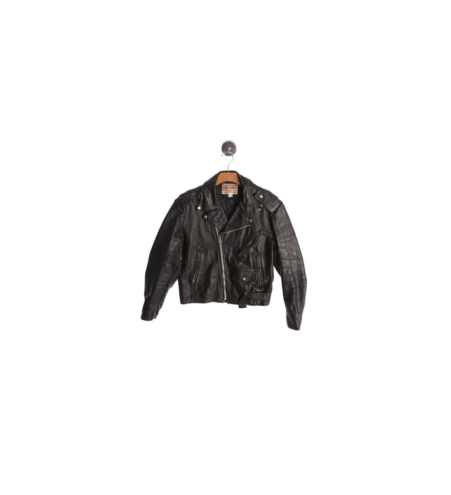 Vintage Black Biker Leather Jacket by Excelled - Made in USA - Era 1980s - 1990s