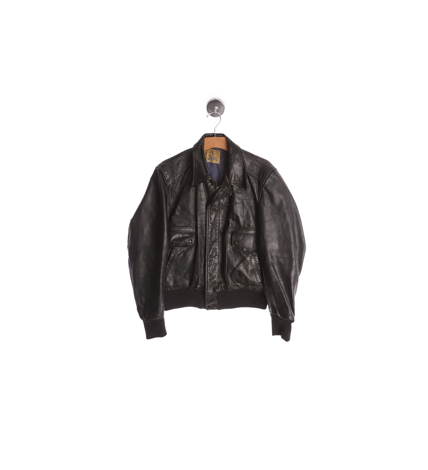 Vintage Men Black Leather Jacket - Flightmaster by Grais