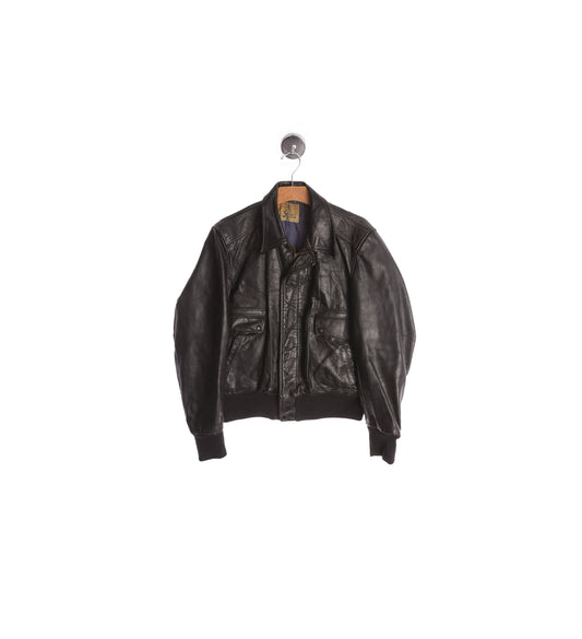 Vintage Men Black Leather Jacket - Flightmaster by Grais