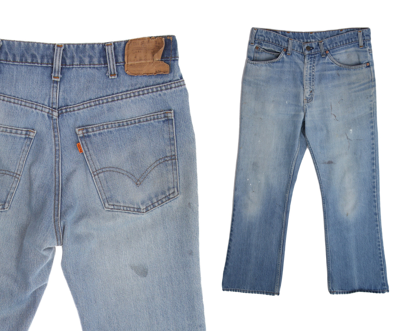 Vintage 517 Levis Denim Pants - Orange Tab - Light Wash - Estimated Era 70s - 80s