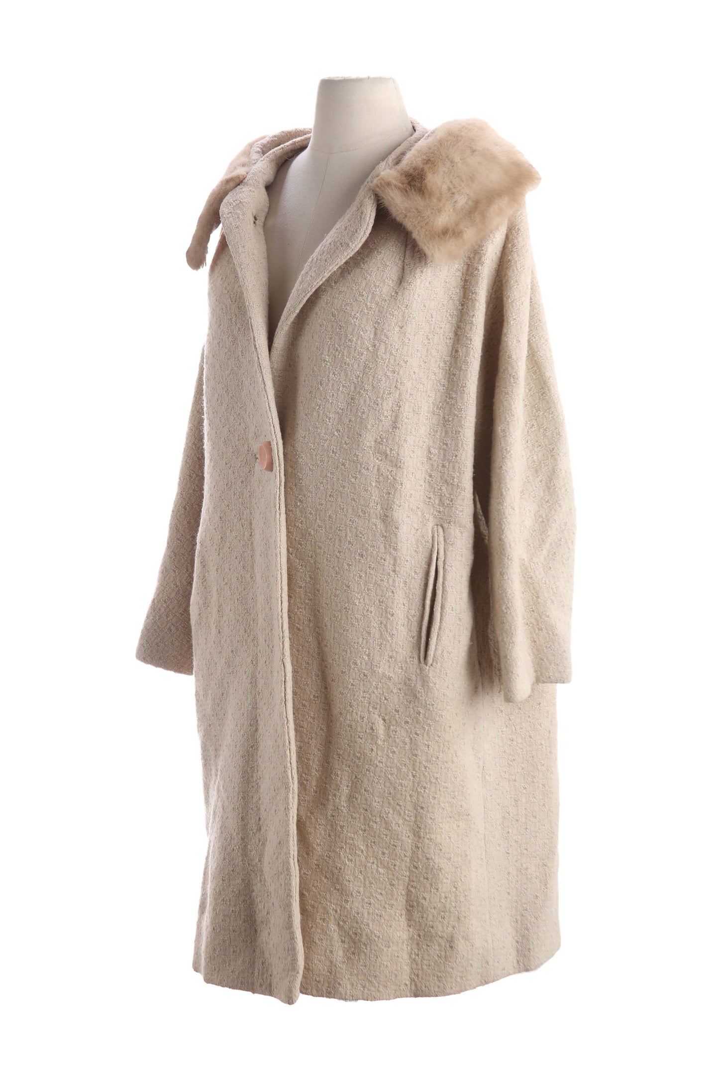 Vintage Women Casual Winter Coat with Fur Collar