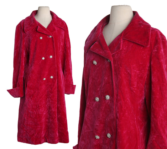 Vintage Women's Red Winter Coat by Bullock's Wilshire - Estimated Era 1950's - 1960's