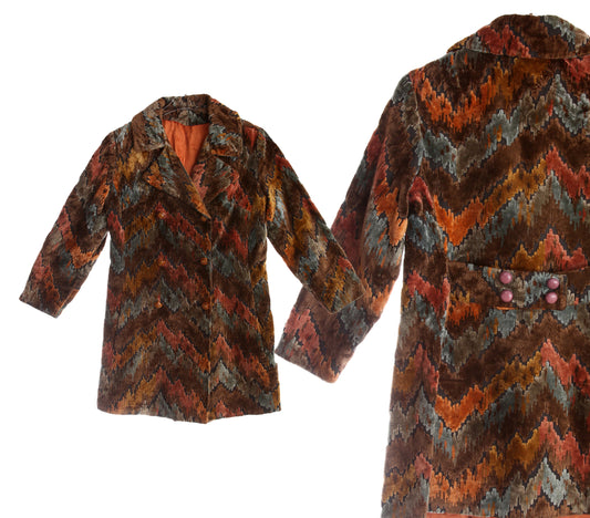 Vintage Women's Tapestry Winter Coat - Estimated Era 1960's - 1970's