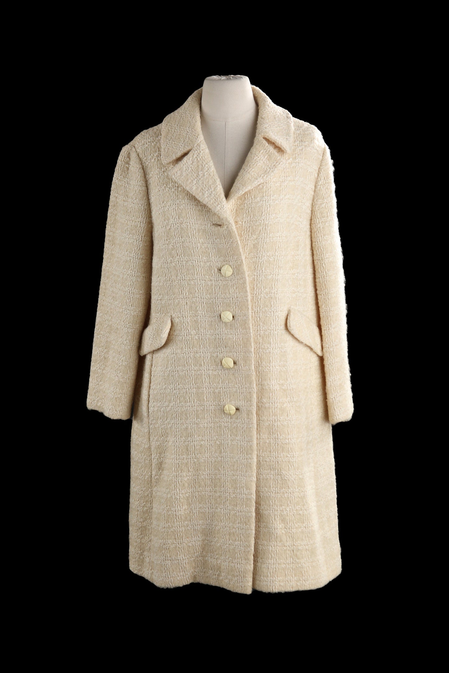 Vintage Women Off White Winter Coat - Estimated Era 1950's - 1960's