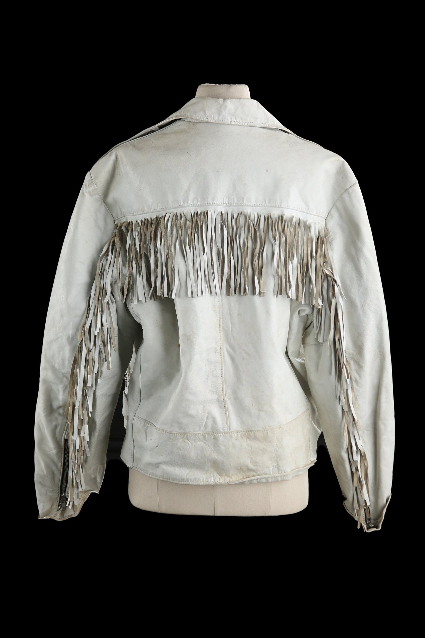 Vintage White Biker Leather Jacket by Excelled - Estimated Era 1980's - 1990's