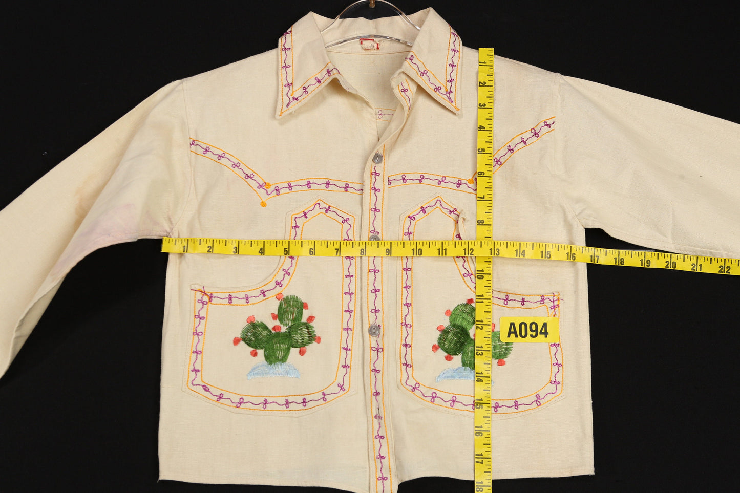 Vintage Embroidered Mexican Ranchero Cotton Shirt - Estimated Era 1960's - 1970's