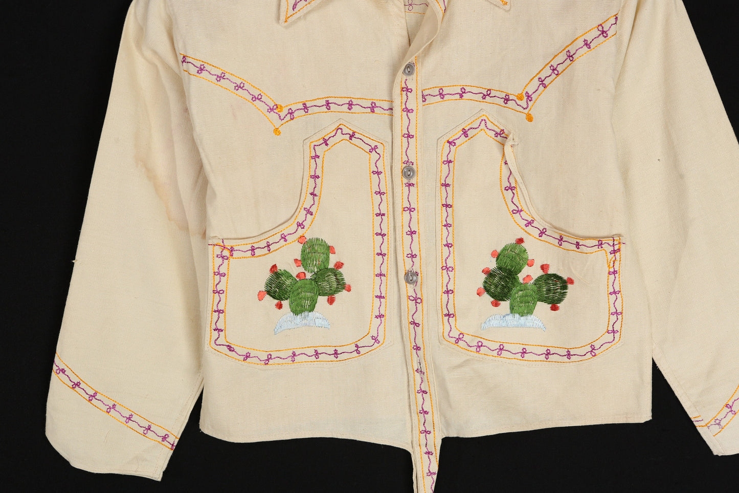 Vintage Embroidered Mexican Ranchero Cotton Shirt - Estimated Era 1960's - 1970's