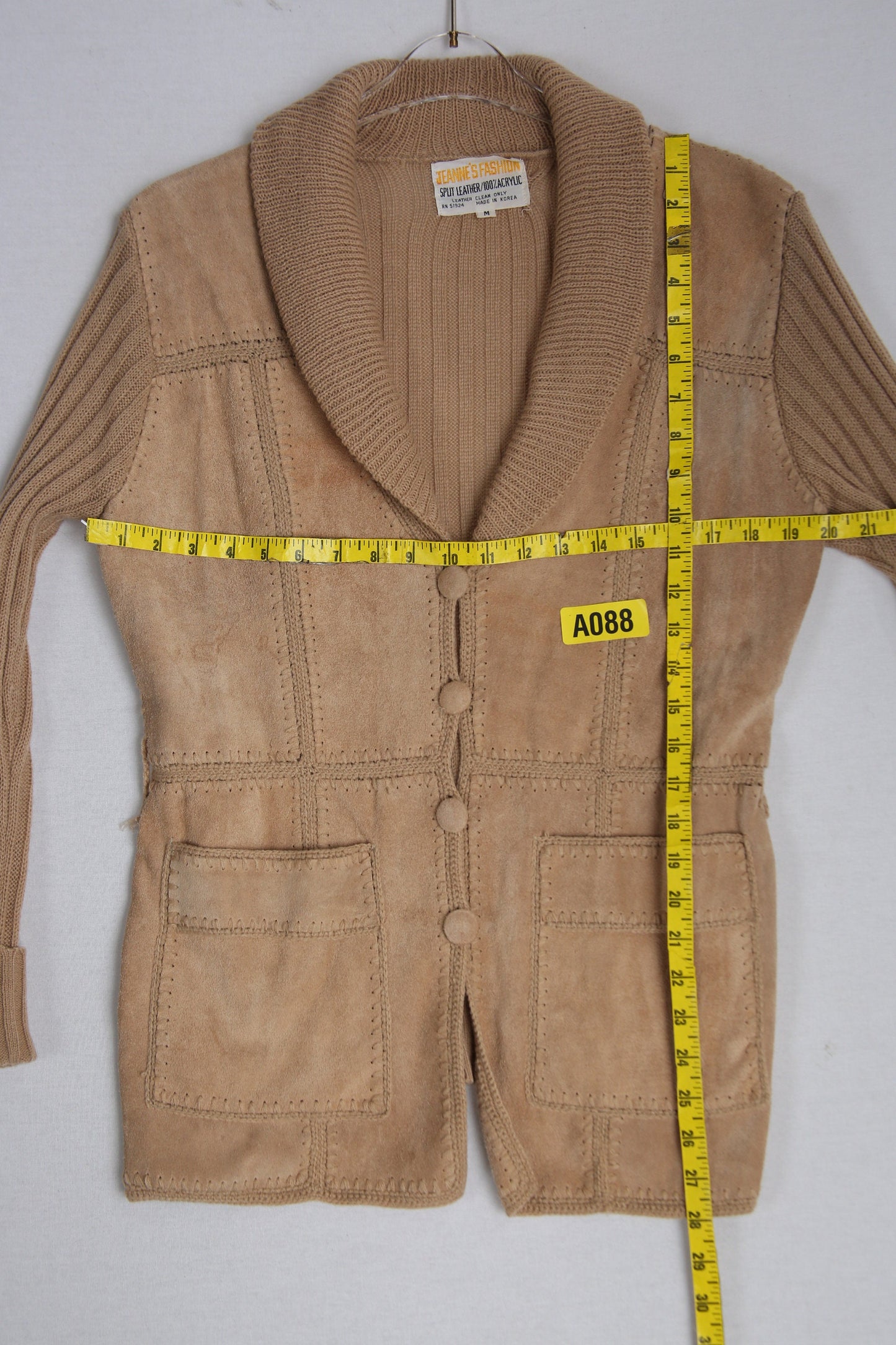 Vintage Women Brown Suede Sweater/Jacket by Janne's Fashion - Estimated Era 1960's - 1970's - Made in Korea