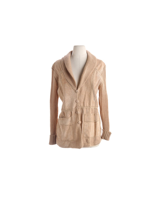 Vintage Women Brown Suede Sweater/Jacket by Janne's Fashion - Estimated Era 1960's - 1970's - Made in Korea