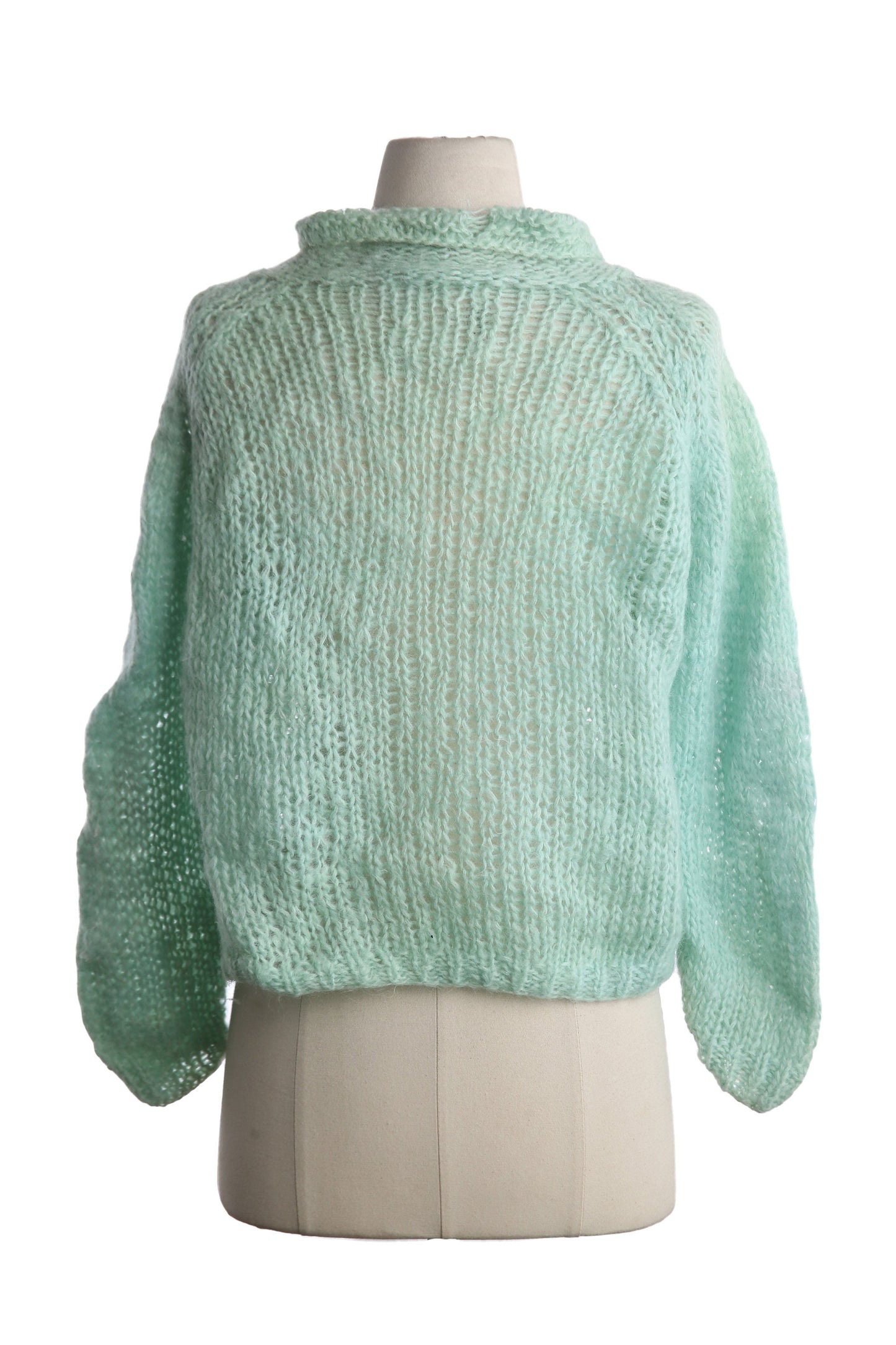 Vintage Women Green Cardigan Sweater - Estimated Era 1960's - 1970's - Hand Made in Italy