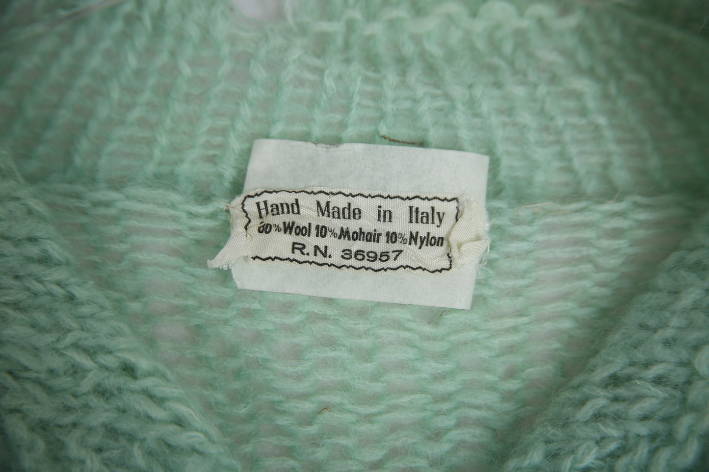 Vintage Women Green Cardigan Sweater - Estimated Era 1960's - 1970's - Hand Made in Italy