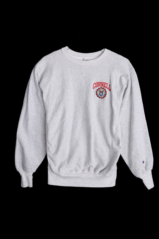 Vintage Champion Sweatshirt with Cornell University Embroidered Logo - Estimated Era 1980's - 1990's