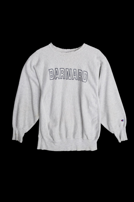 Vintage Gray Champion Crew Neck Sweatshirt with Barnard Print - Estimated Era 1980's - 1990's