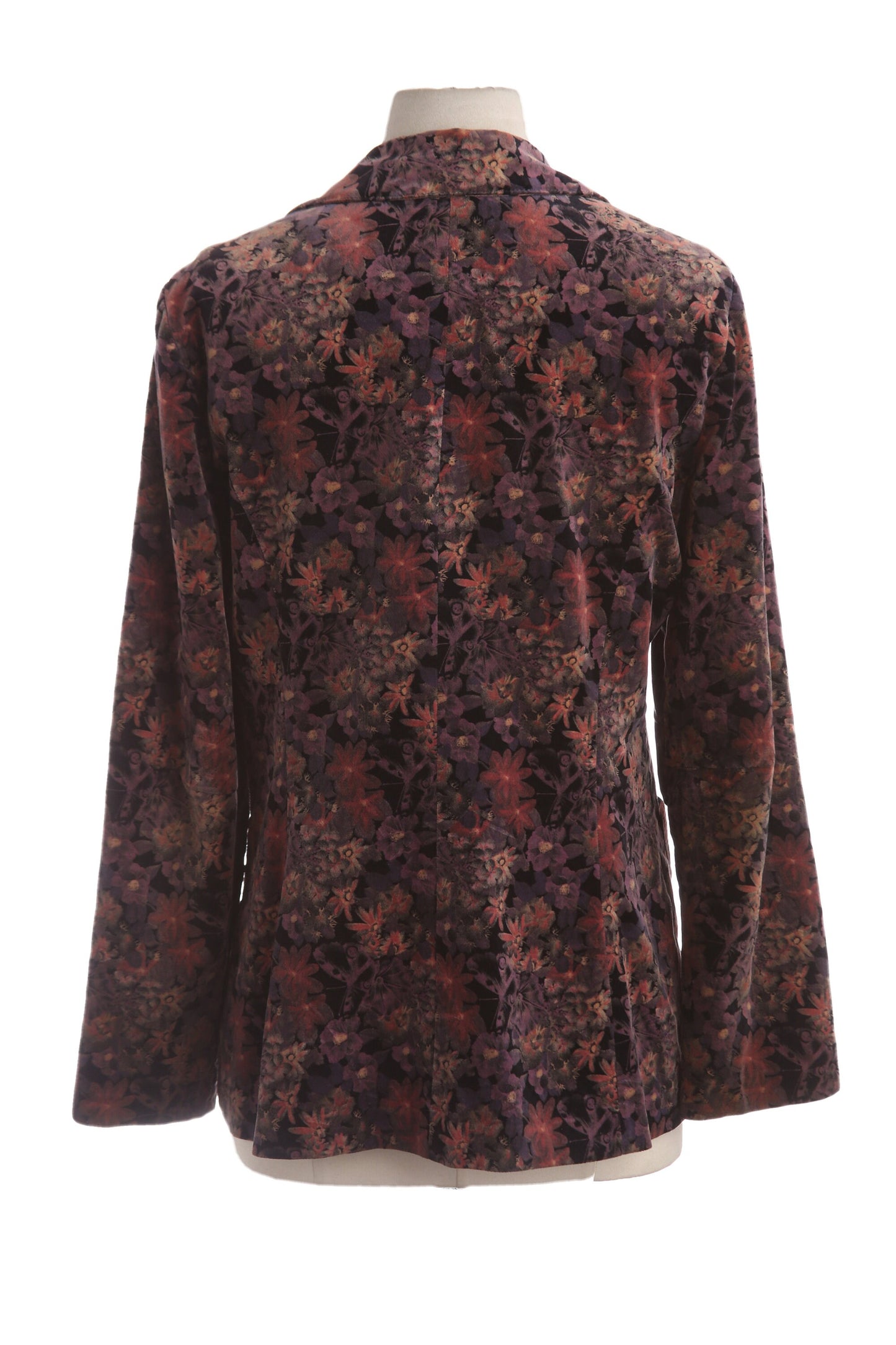 Vintage Floral Print Women's Velvet Blazer by Campus Casuals - Estimated Era 1970's - 1980's