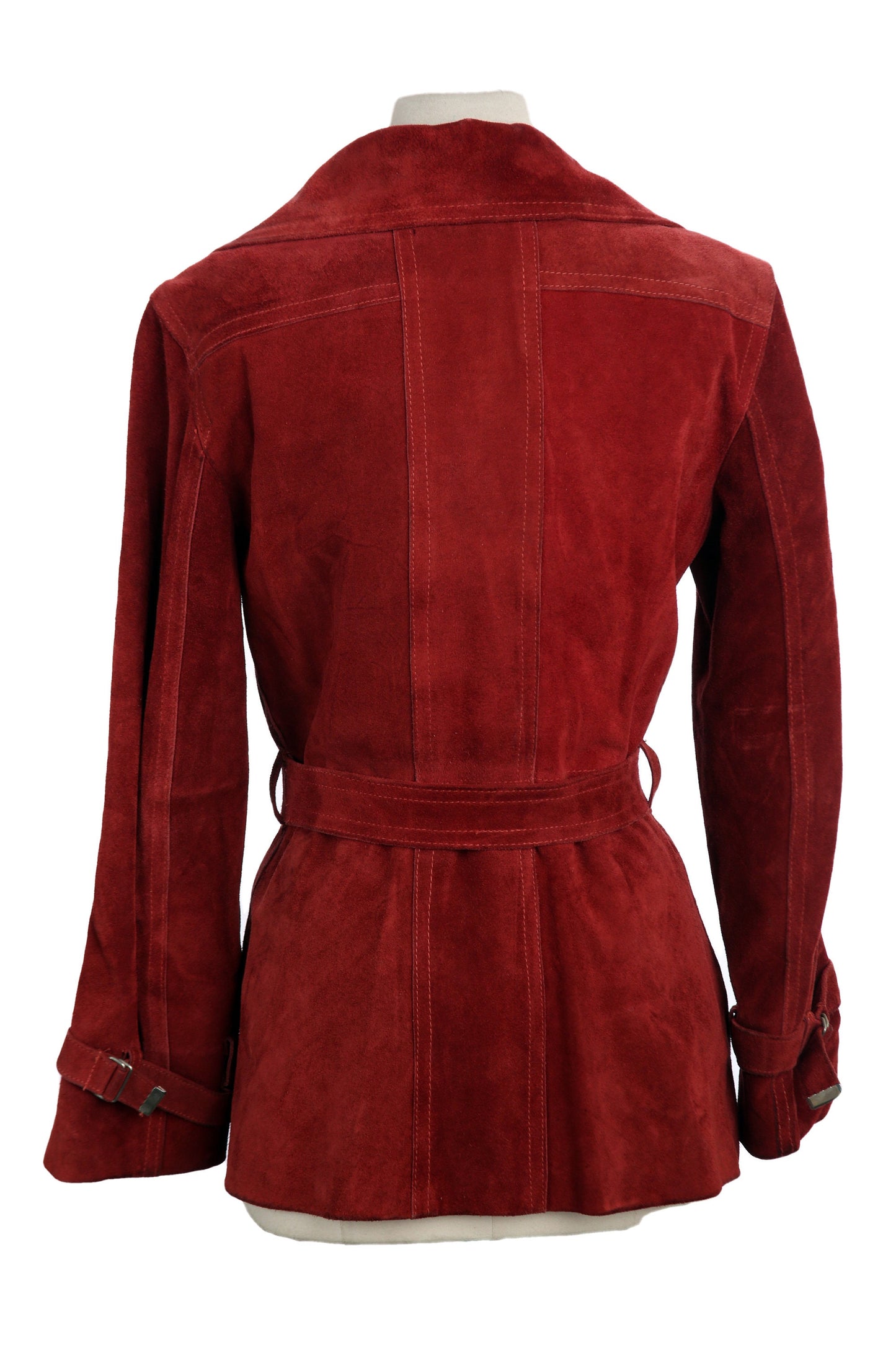 Vintage Women Suede Jacket with Waist Belt - Estimated Era 1960's - 1970's