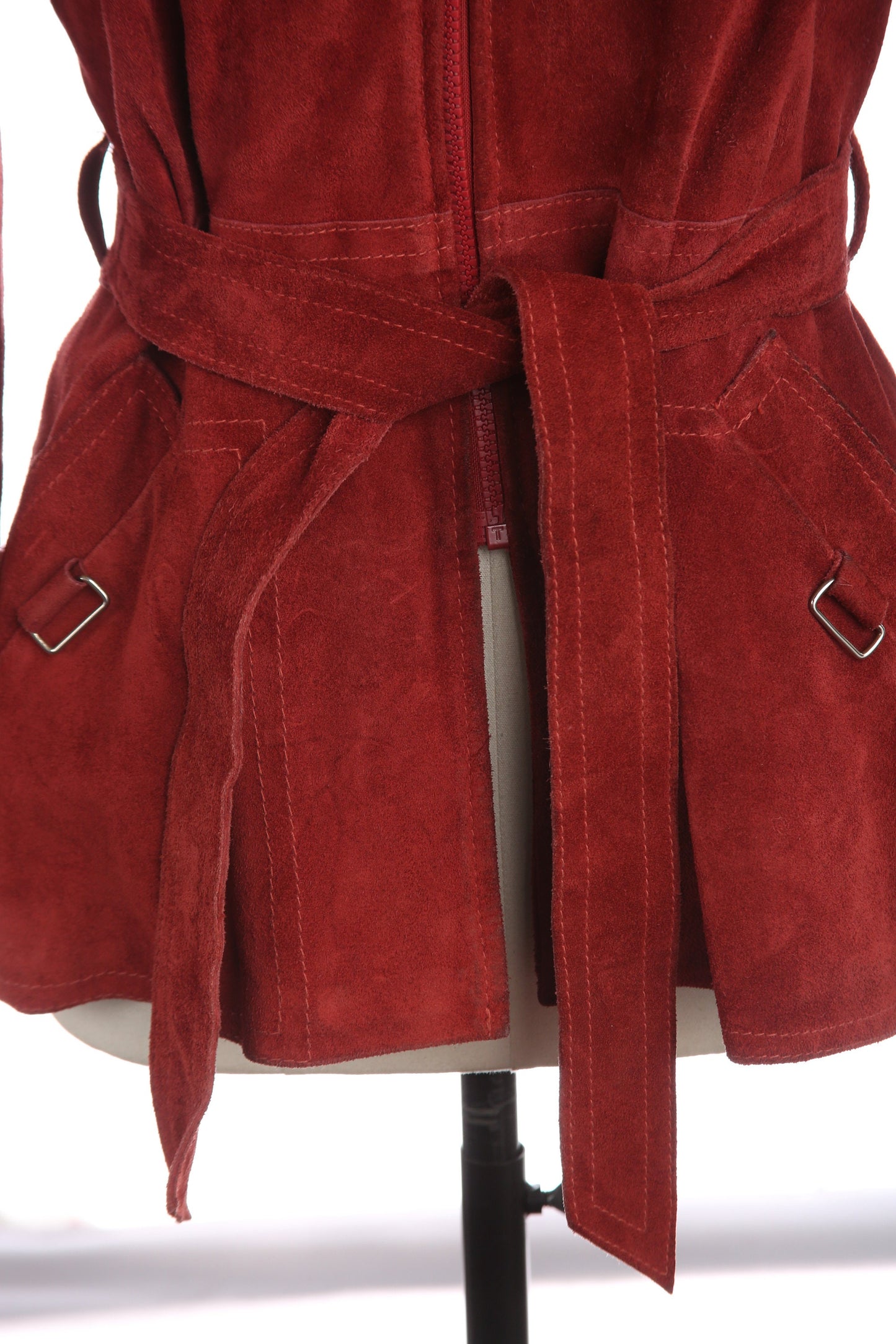 Vintage Women Suede Jacket with Waist Belt - Estimated Era 1960's - 1970's