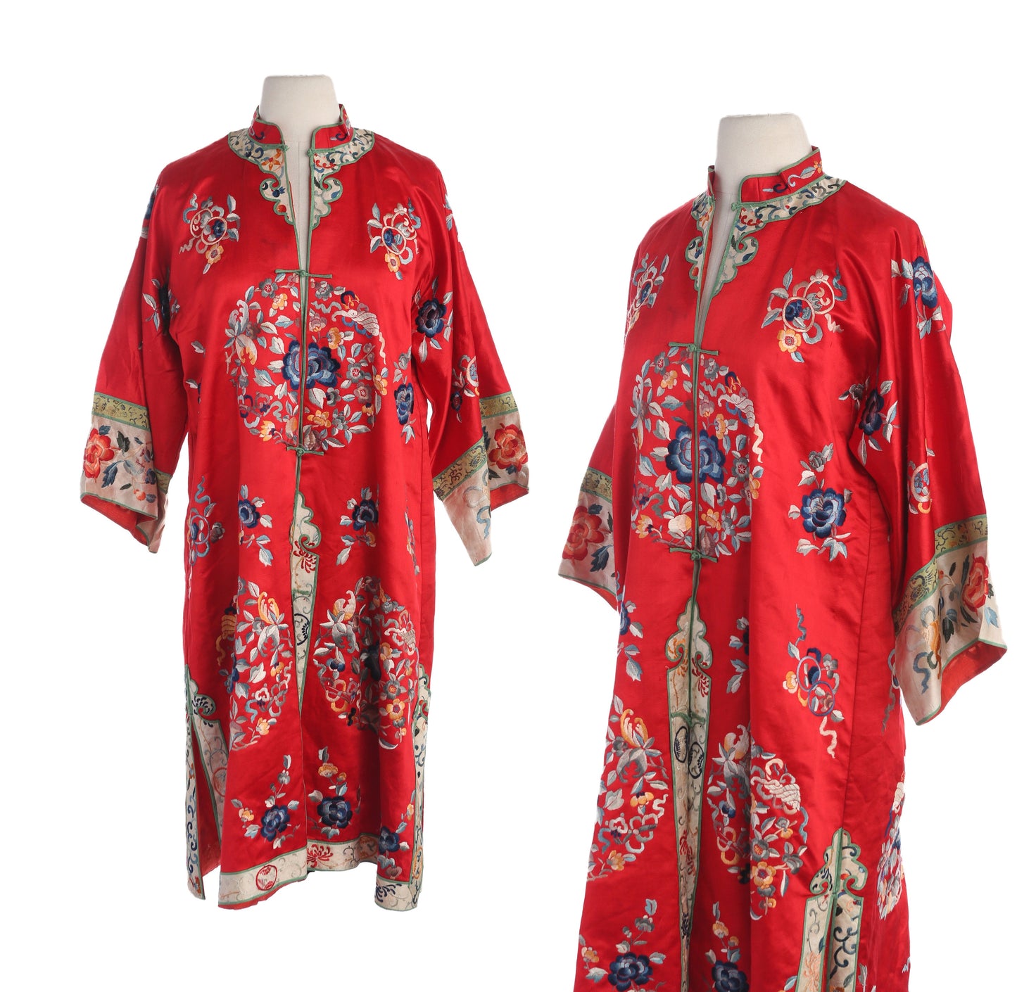 Vintage Red Cheongsam Embroidered Robe