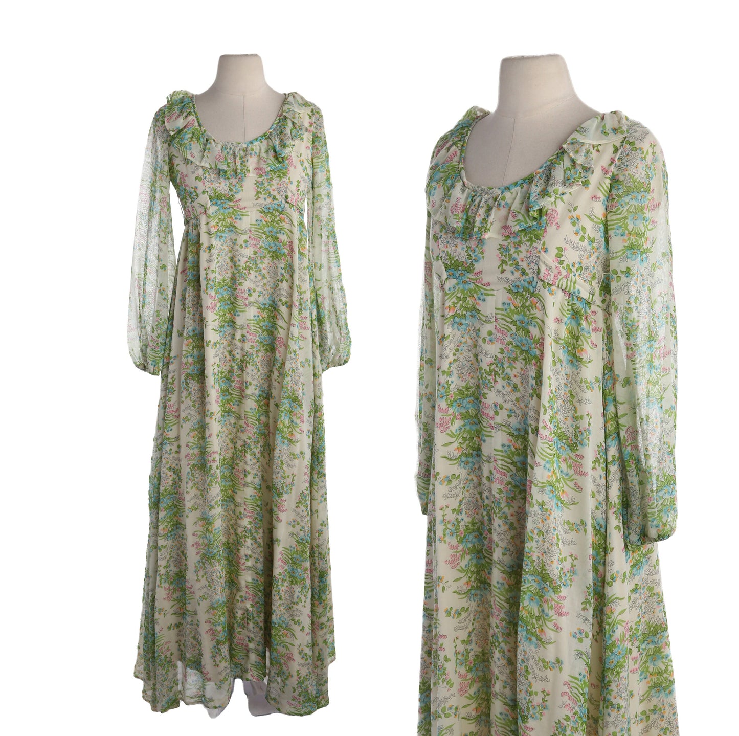 70s Floral Print Cotton Summer Dress - Prairie Style By This is Yours San Francisco