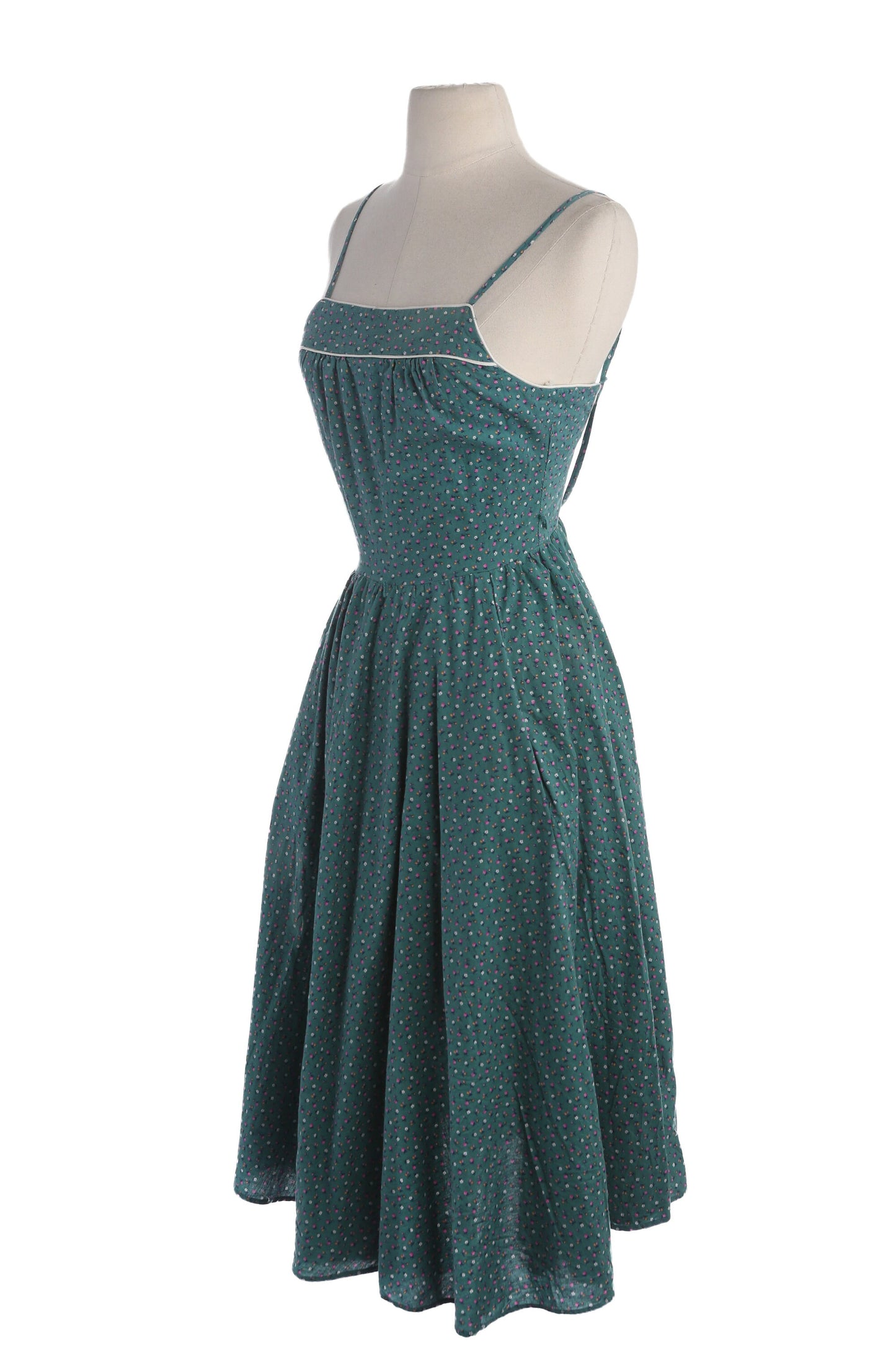 70s Women Flower Print Strap Summer Dress