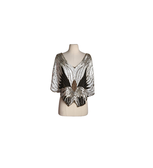 Vintage Women's White Sequin Sleeveless Blouse Sleeveless by SHO MAX New York