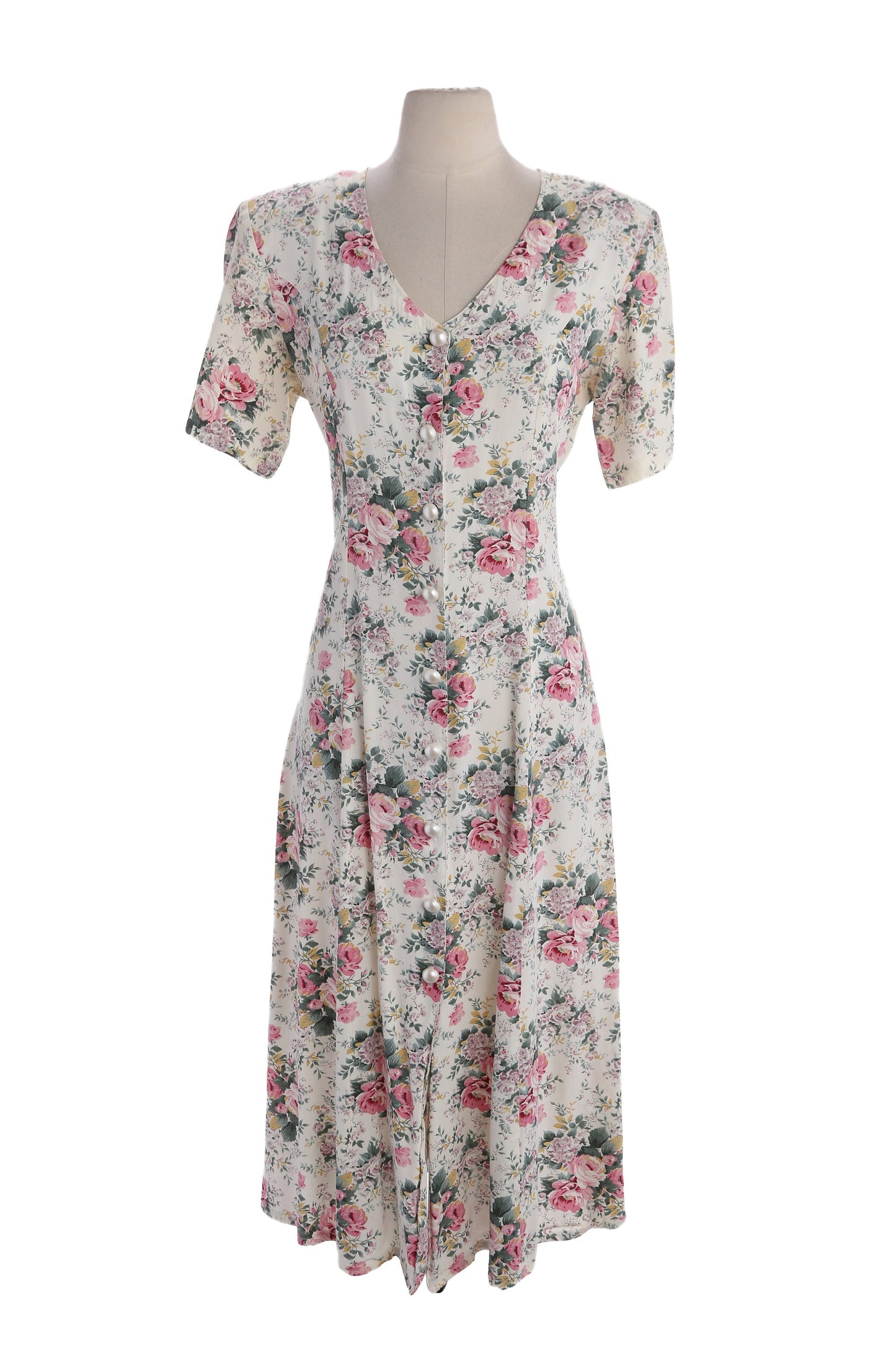 90s Women Floral Print White Rayon Maxi Dress by Innocent