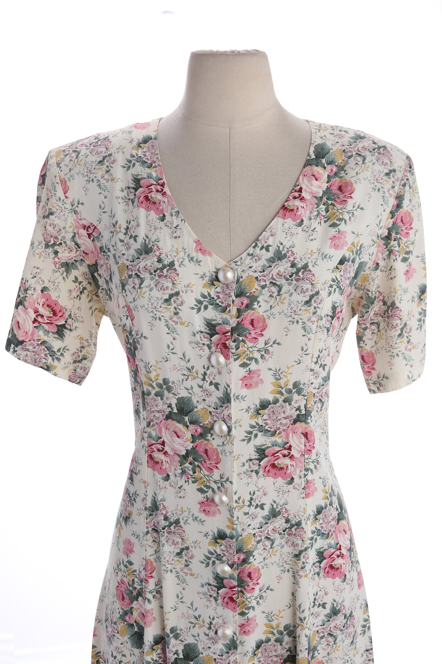 90s Women Floral Print White Rayon Maxi Dress by Innocent