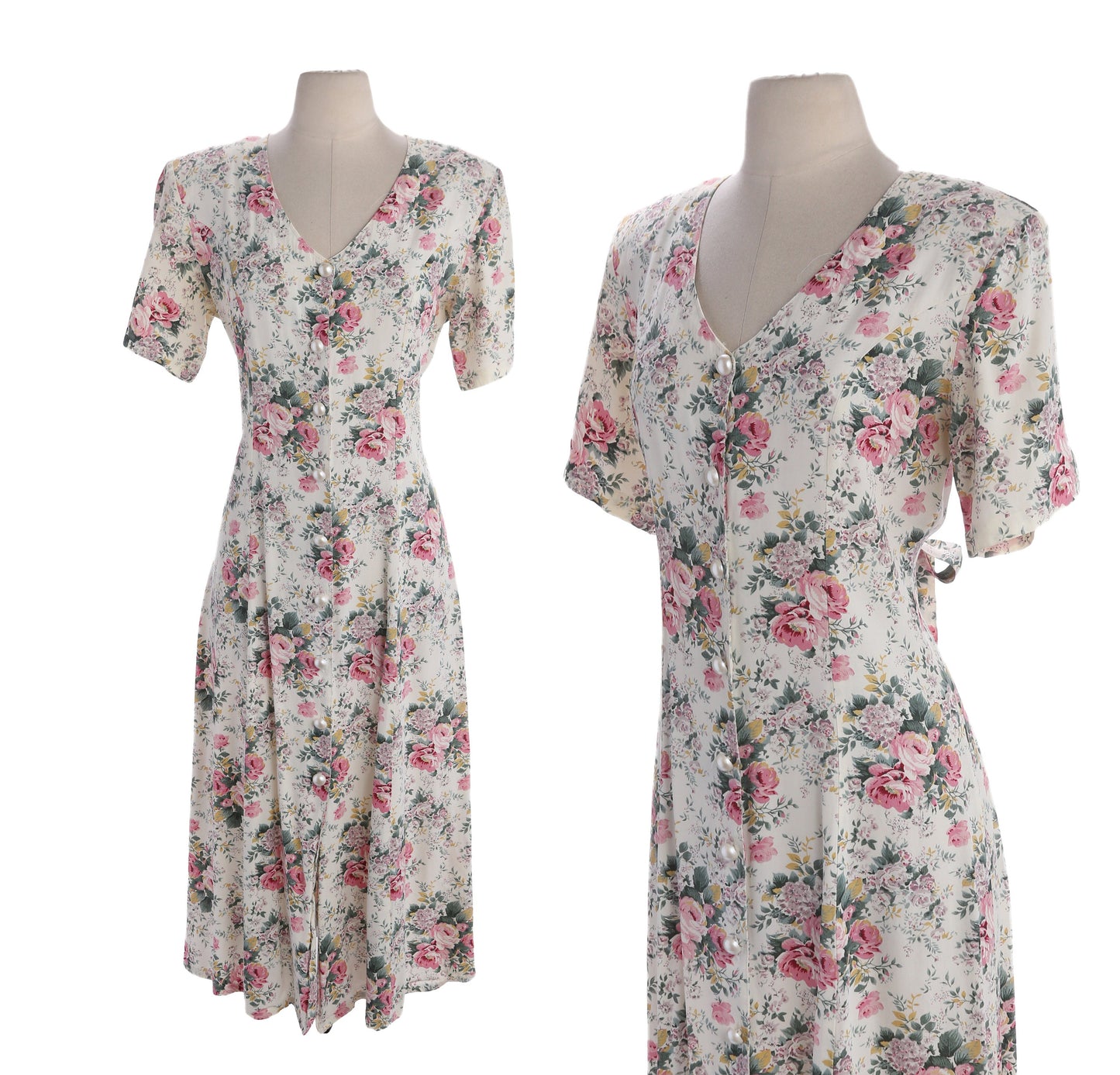 90s Women Floral Print White Rayon Maxi Dress by Innocent