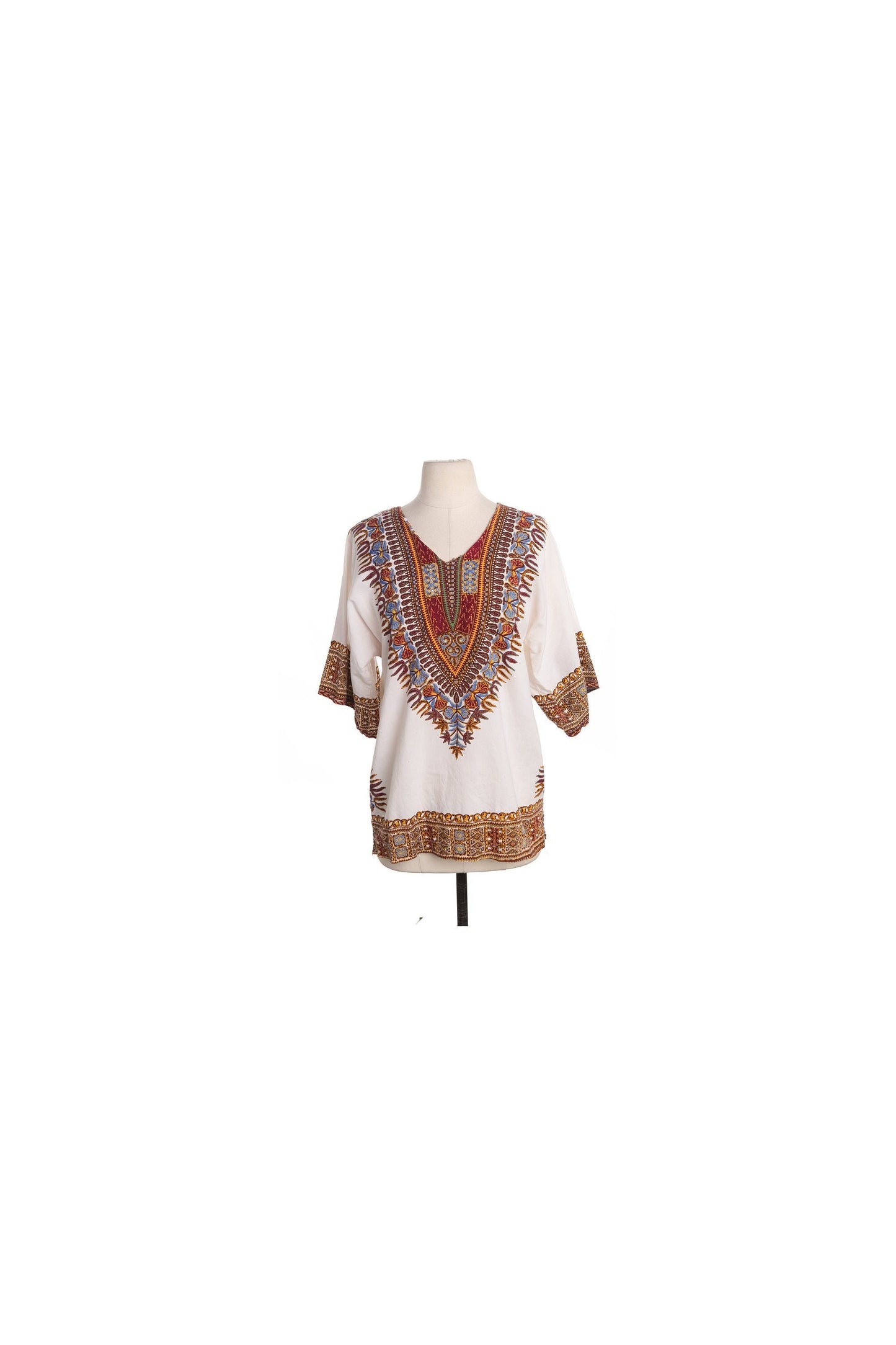 Dashiki White Paisley Print Top