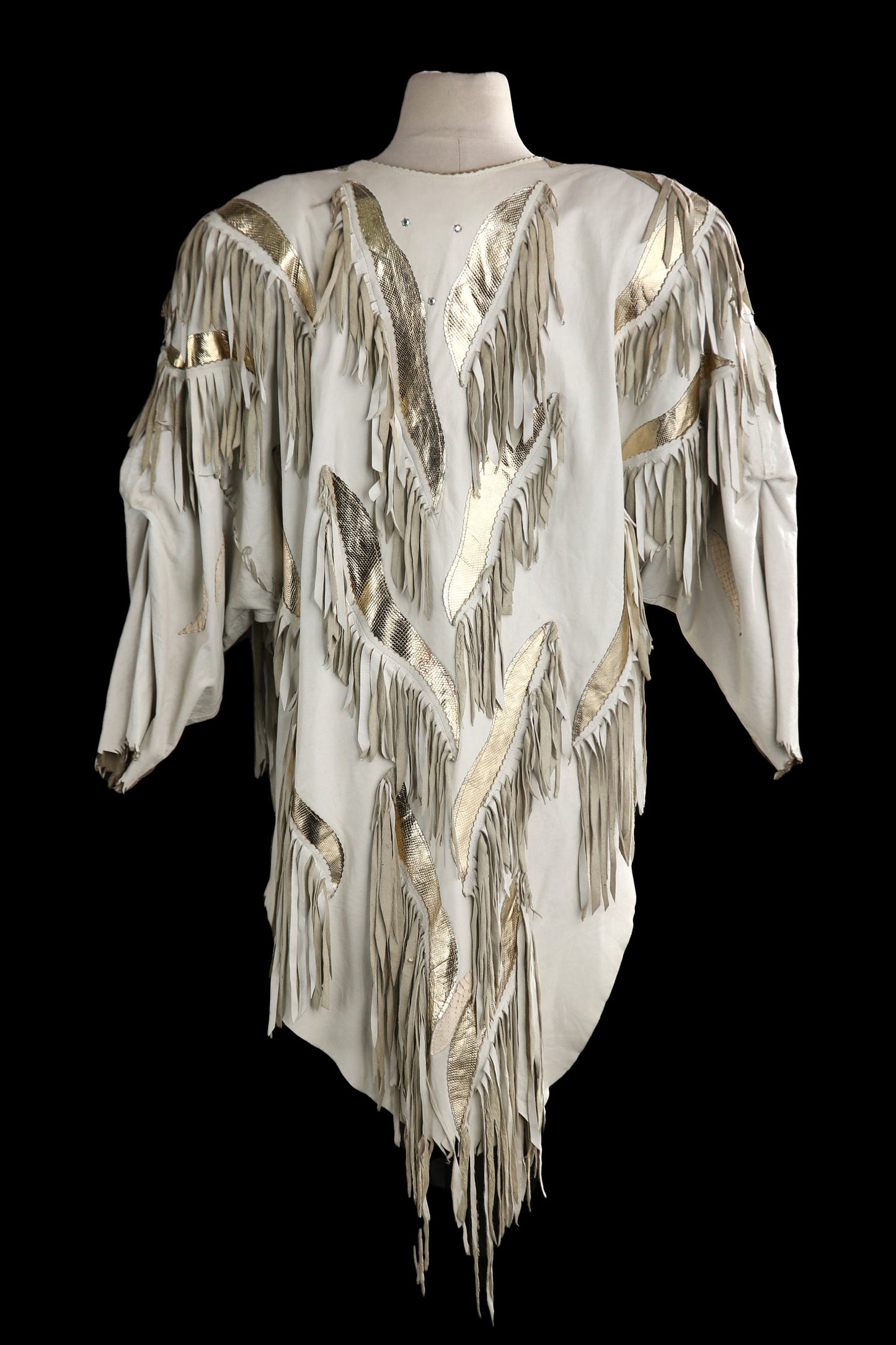 Vintage Women White Fringed Leather Jacket by Jody Linsey