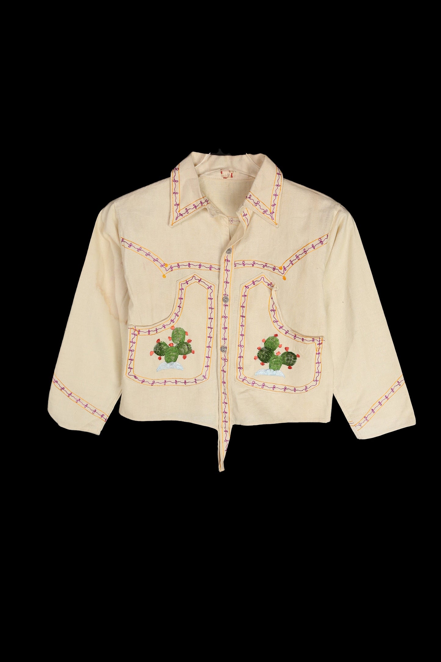 Vintage Embroidered Mexican Ranchero Cotton Shirt - Estimated Era 1960's - 1970's