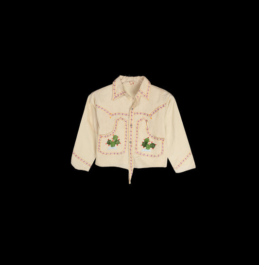 Vintage Embroidered Mexican Ranchero Cotton Shirt - Estimated Era 1960's - 1970's