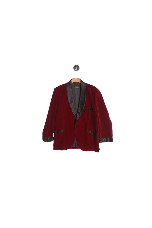 Vintage Red Velvet Tuxedo Jacket - Era 50's - 60's