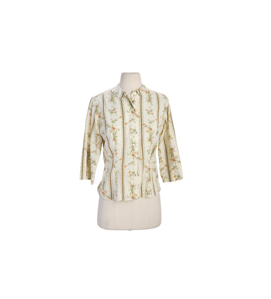 Vintage Women Floral Print Blouse - Estimated Era 1950s - 1960s