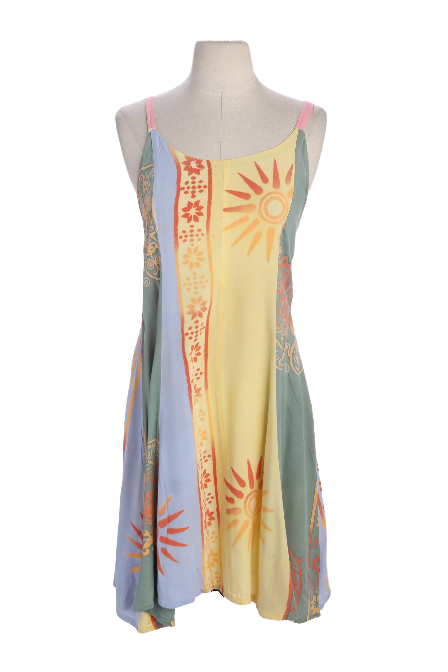 Vintage Women Yellow Summer Rayon Dress by Indoraya Tradeconusa for Fraraa - Est Era 90's - Y2k