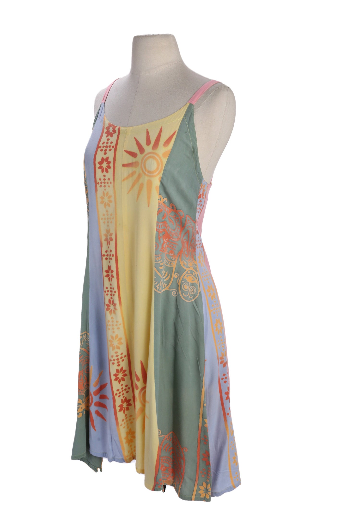 Vintage Women Yellow Summer Rayon Dress by Indoraya Tradeconusa for Fraraa - Est Era 90's - Y2k