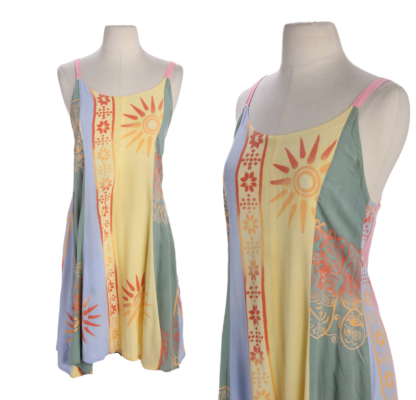 Vintage Women Yellow Summer Rayon Dress by Indoraya Tradeconusa for Fraraa - Est Era 90's - Y2k