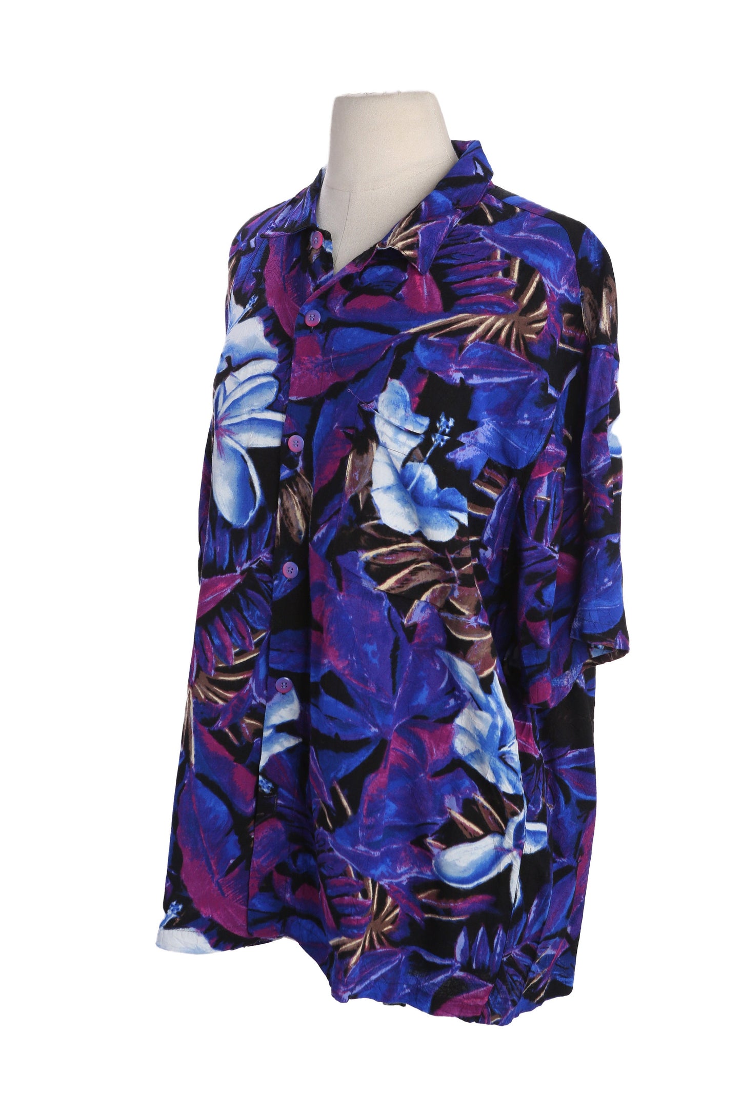 Vintage Men's Floral Print Purple Hawaiian Shirt by Jam's World