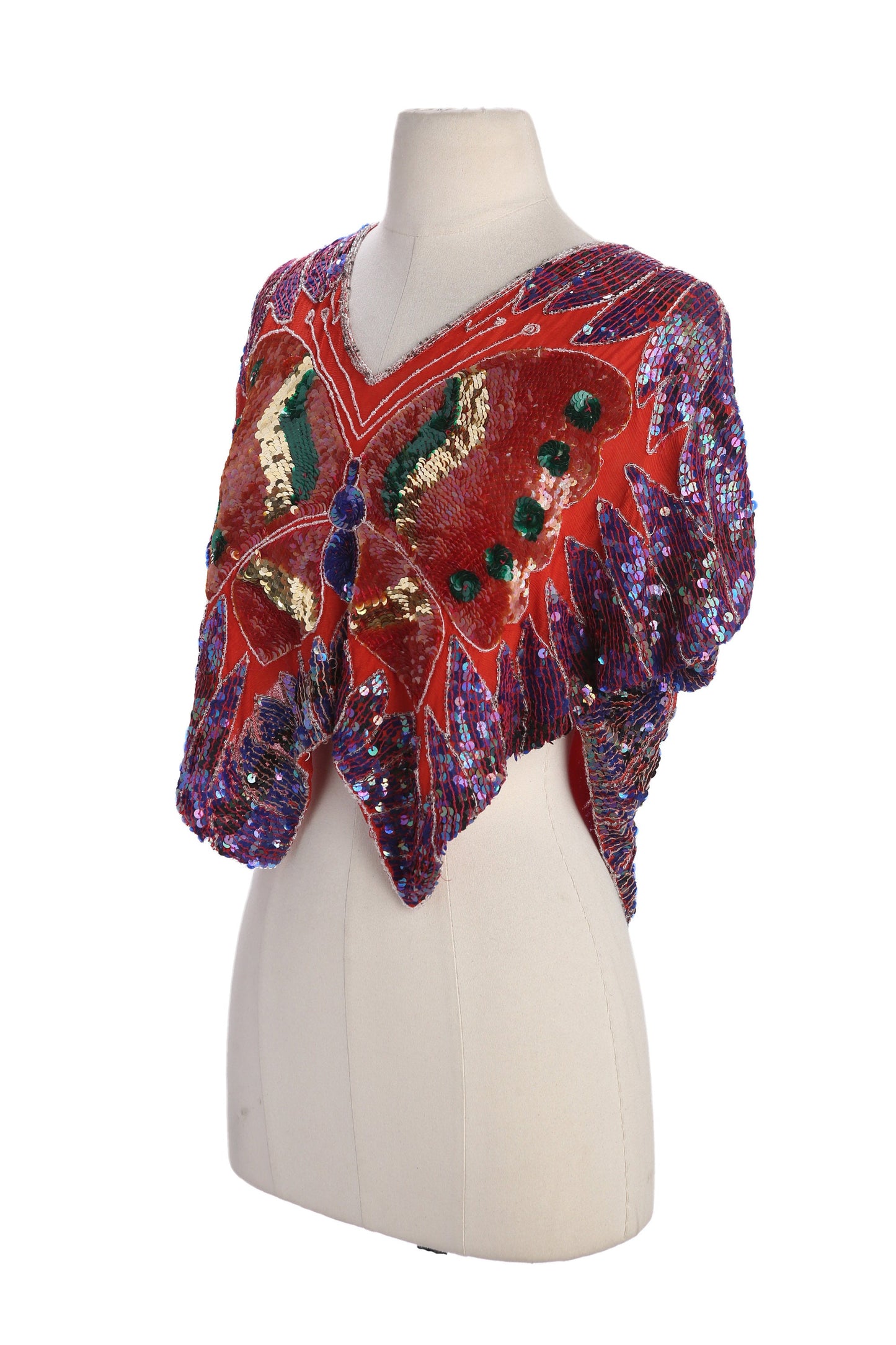 Vintage Women Butterfly Design Sequin Top - Made in India