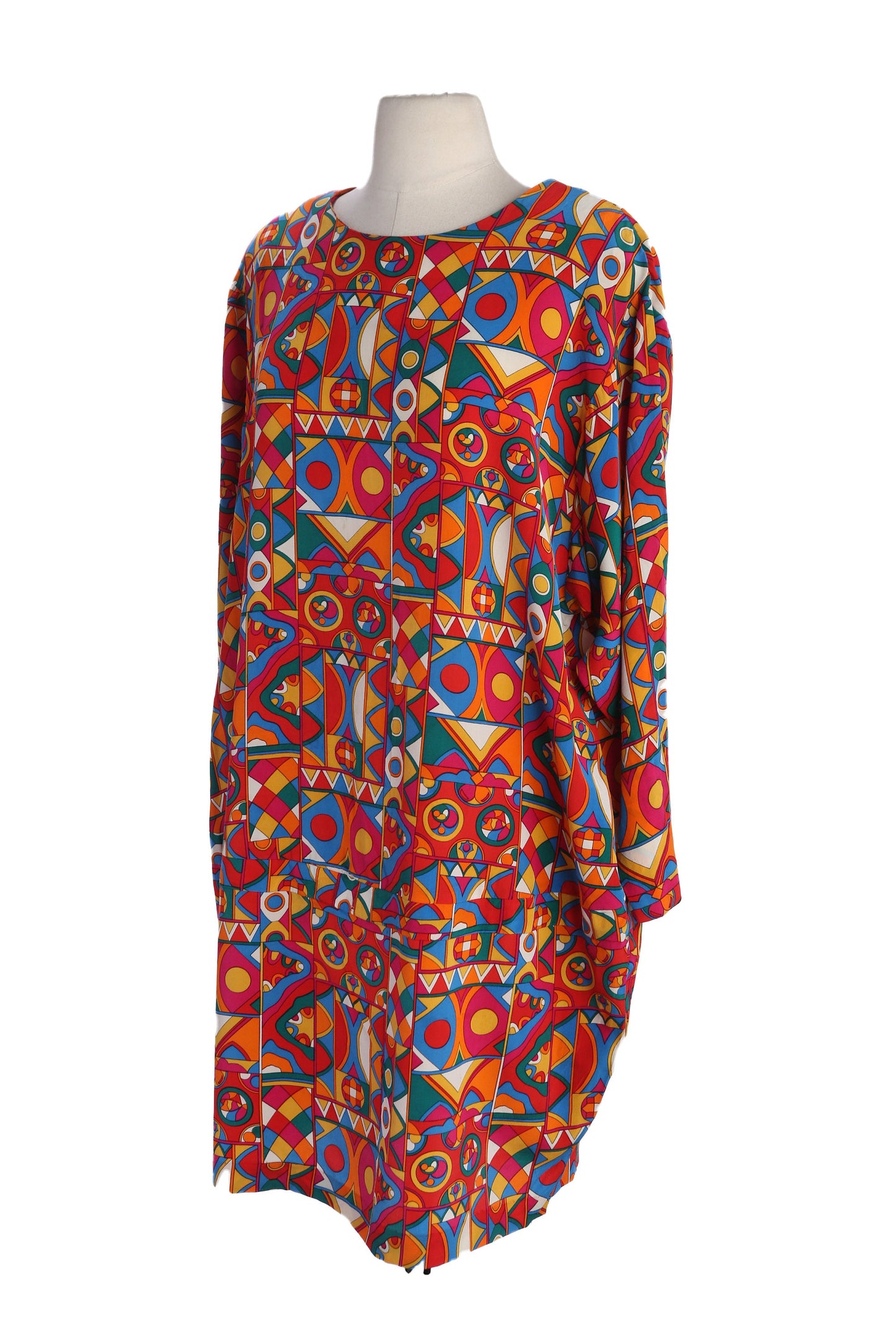 90s Women Red Geometric Print Women's Casual Dress by Page Boy for Maternity