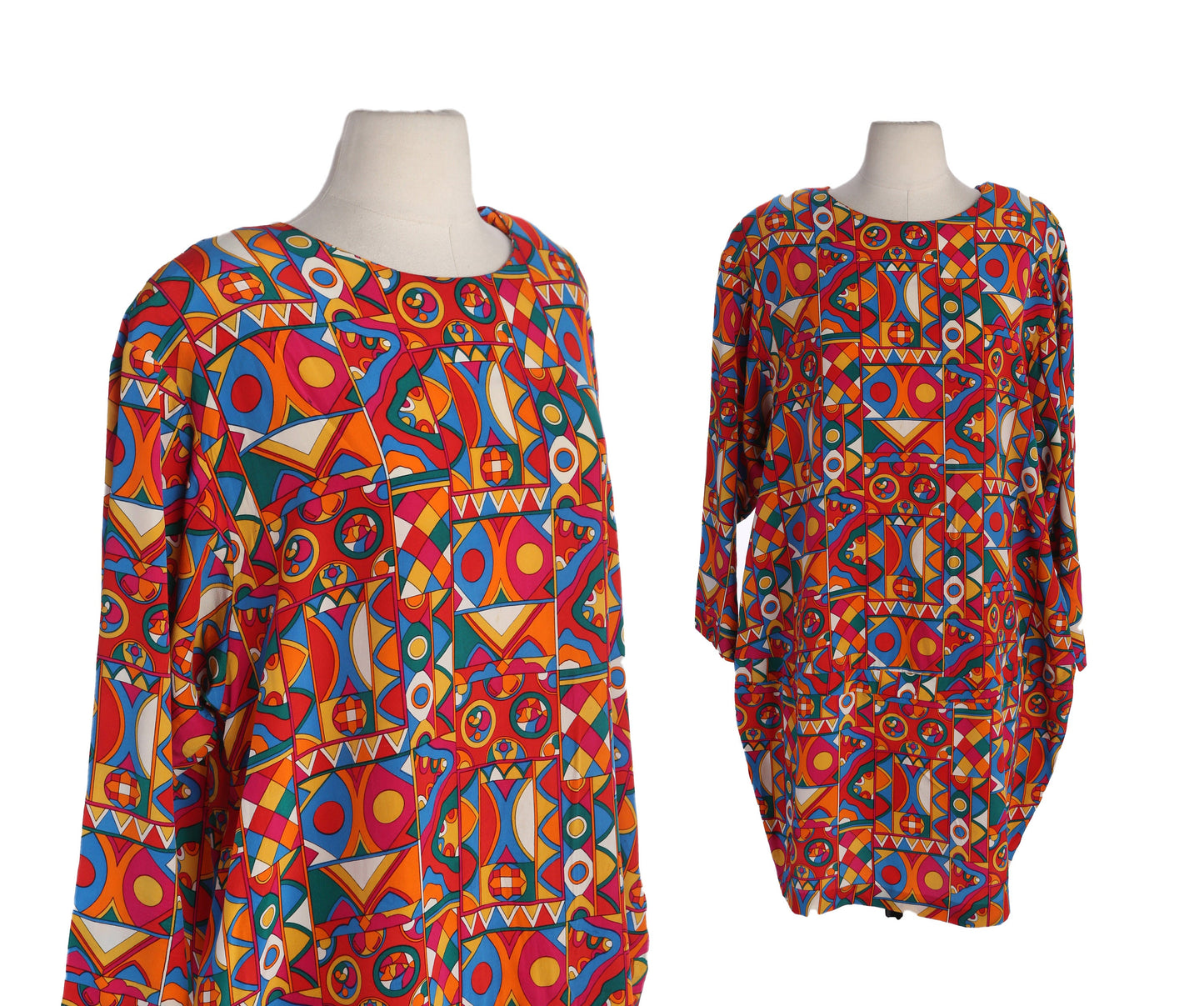 90s Women Red Geometric Print Women's Casual Dress by Page Boy for Maternity