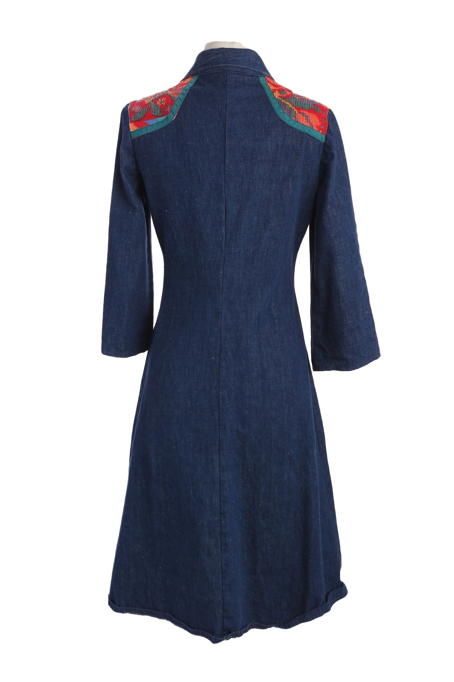 70s Women Blue Denim Long Sleeve Dress by OOPS California