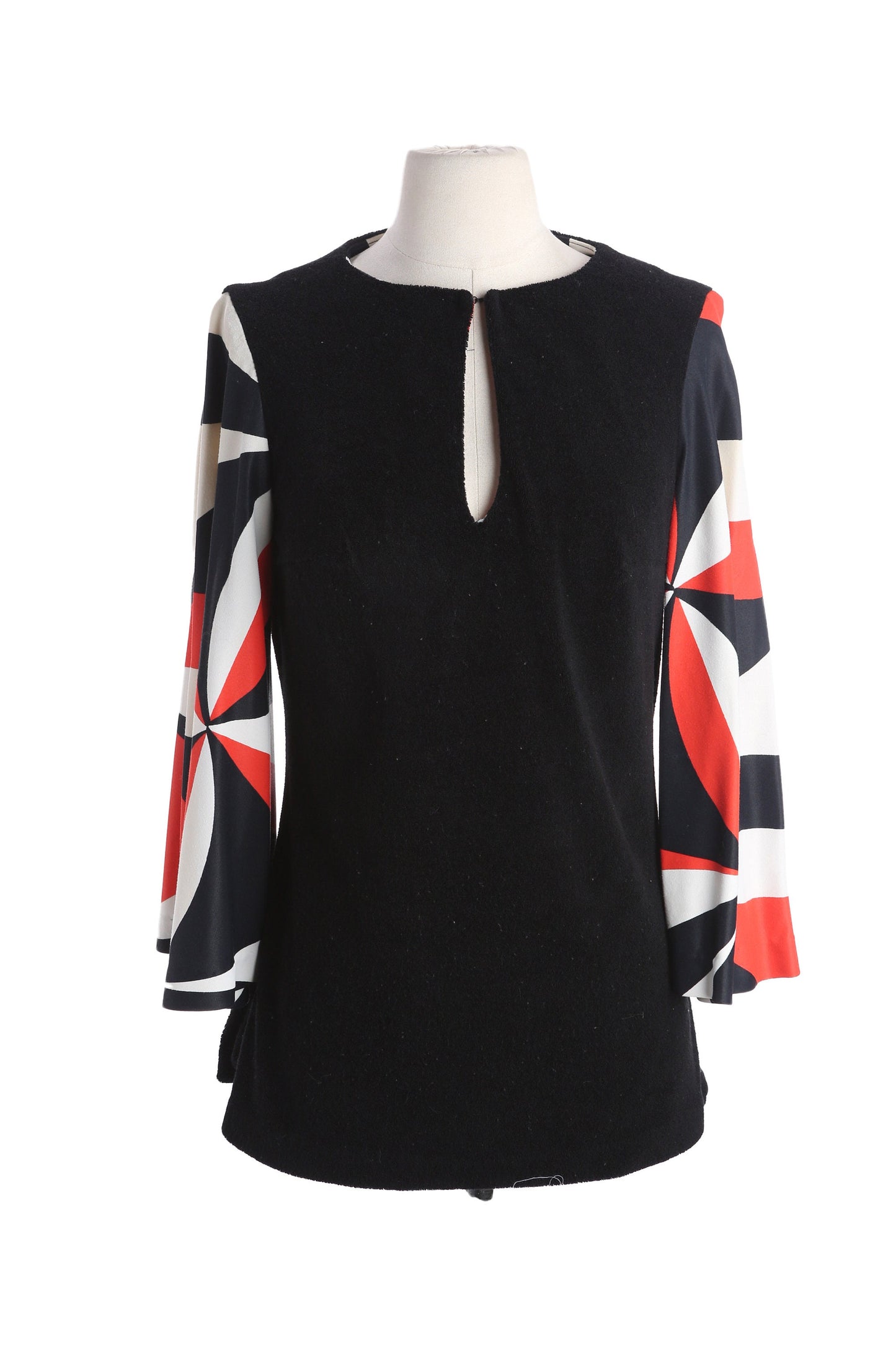 70s Women Black Long Sleeve Mod Dress by Elizabeth Stewart for  Six to Twelve