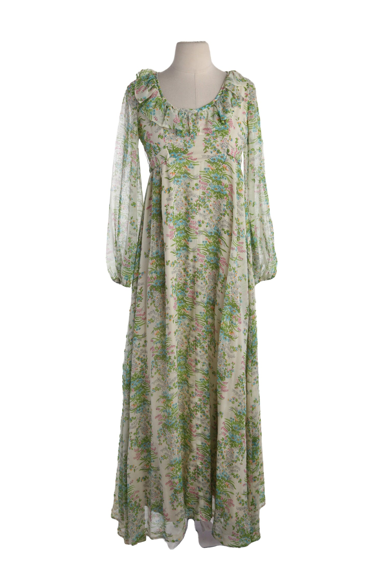 70s Floral Print Cotton Summer Dress - Prairie Style By This is Yours San Francisco