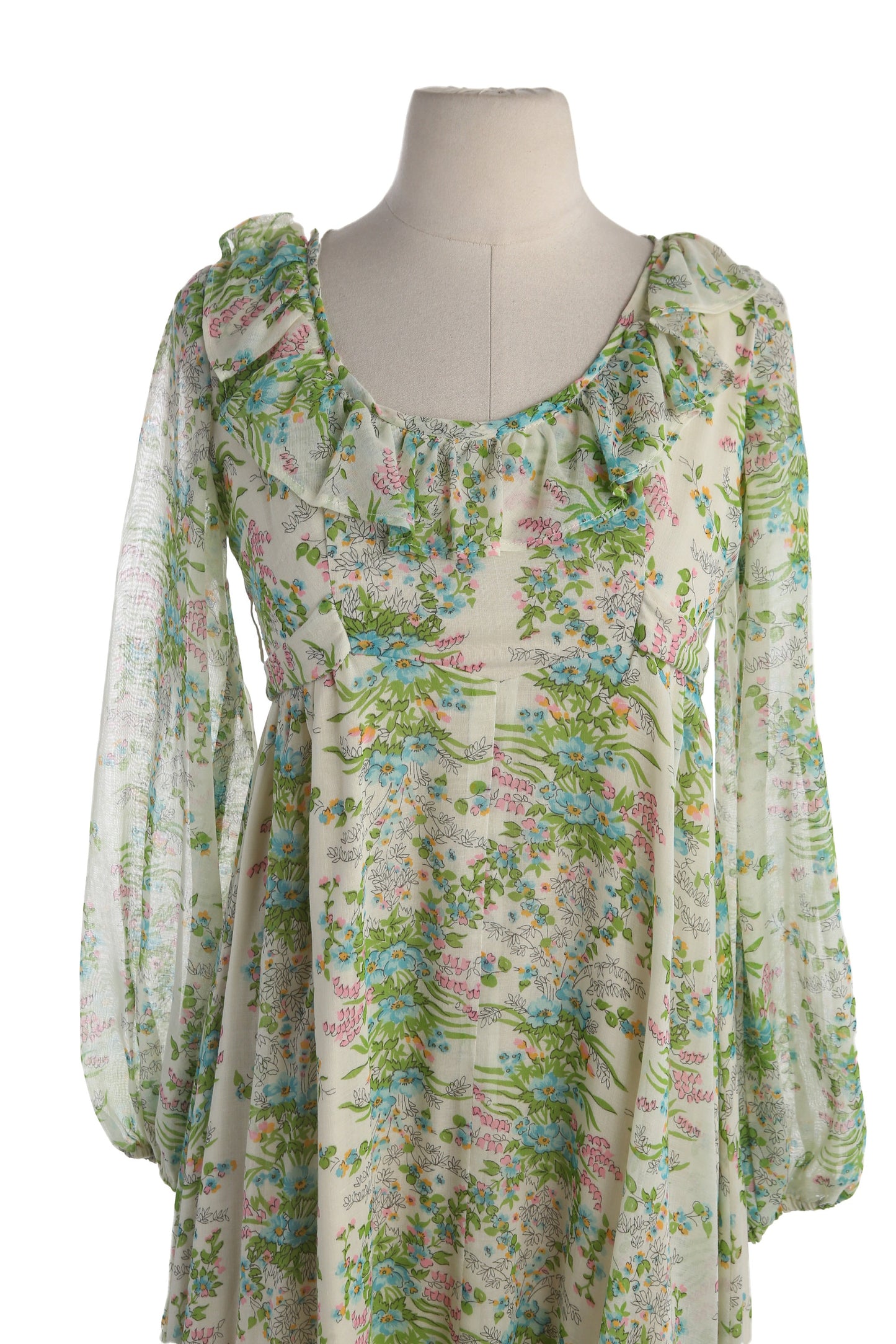 70s Floral Print Cotton Summer Dress - Prairie Style By This is Yours San Francisco