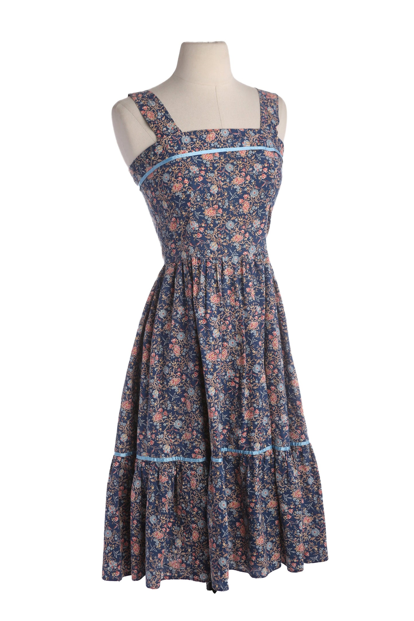Vintage Floral Print Prairie Dress - Estimated Era 1970's - 1980's