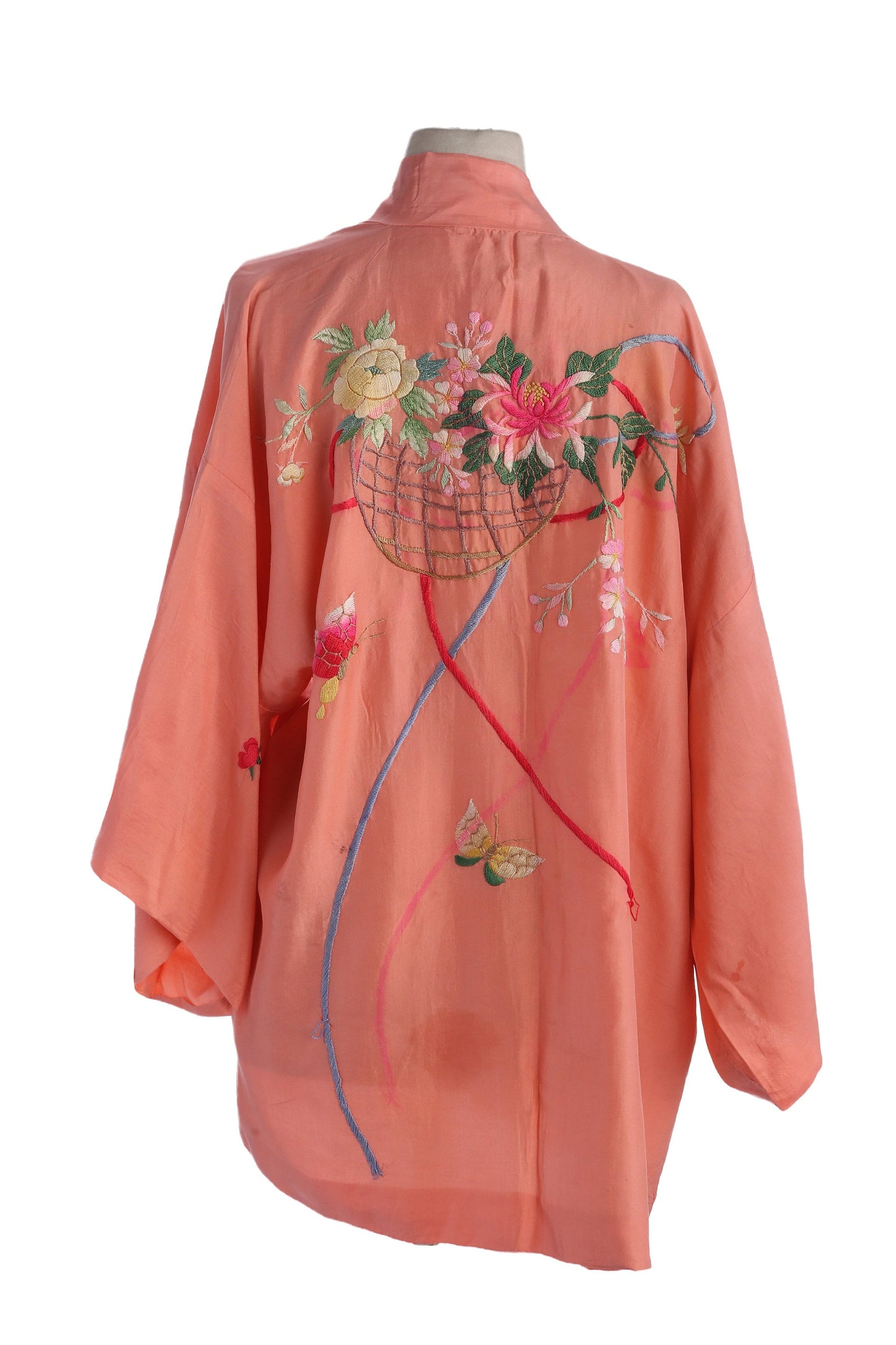 Vintage Pink Back Embroidered Kimono Robe