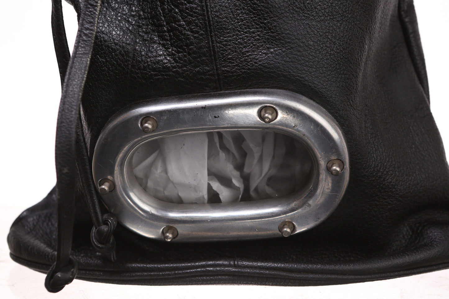 Vintage Hi-Tek Designs Black Leather Backpack by Alexander - Est Era 90s - Y2K