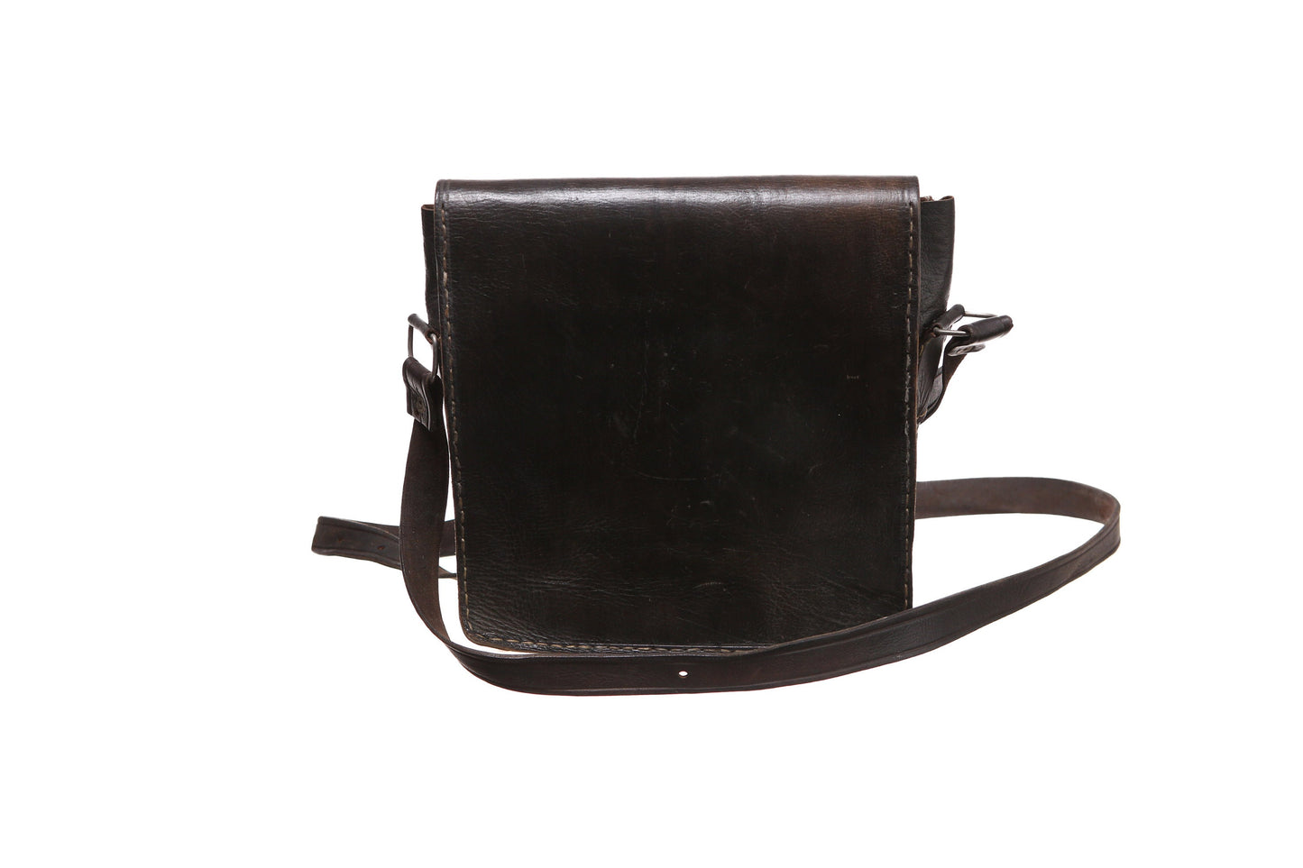 Vintage Leather Bag with Maroc Franc Studded Coins - Est Era 1970's - 1980's